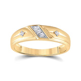 10kt Yellow Gold His Hers Round Diamond Cross Matching Wedding Set 1/5 Cttw