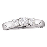 14kt White Gold Round Diamond 3-stone Bridal Wedding Engagement Ring 3/4 Cttw
