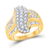 10kt Yellow Gold Womens Round Diamond Cluster Ring 1/2 Cttw