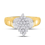 10kt Yellow Gold Womens Round Diamond Oval Cluster Ring 1/4 Cttw