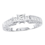 14kt White Gold Princess Diamond 3-stone Bridal Wedding Engagement Ring 5/8 Cttw