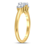 14kt Yellow Gold Princess Diamond 3-stone Bridal Wedding Engagement Ring 3/4 Cttw