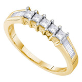 14kt Yellow Gold Womens Princess Diamond 5-stone Wedding Band 1/2 Cttw