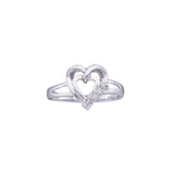 10kt White Gold Womens Round Diamond Simple Heart Ring .03 Cttw