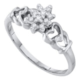 10kt White Gold Womens Round Diamond Cluster Ring 1/10 Cttw