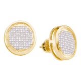 14kt Yellow Gold Womens Princess Diamond Circle Cluster Stud Earrings 1.00 Cttw