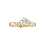 10kt Yellow Gold Womens Marquise Diamond Marquise Bridal Wedding Engagement Ring 1/6 Cttw