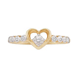10kt Yellow Gold Womens Round Diamond Slender Heart Ring 1/10 Cttw