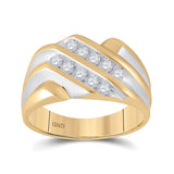 10kt Yellow Gold Mens Round Diamond Double Row Band Ring 1/2 Cttw