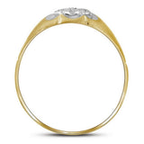 10kt Yellow Gold Mens Round Diamond Matte Flower Cluster Ring .02 Cttw