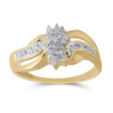 10kt Yellow Gold Womens Round Diamond Cluster Ring 1/5 Cttw