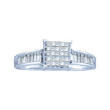 14kt White Gold Womens Princess Diamond Square Cluster Ring 1/2 Cttw