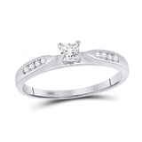14kt White Gold Princess Diamond Solitaire Bridal Wedding Engagement Ring 1/4 Cttw