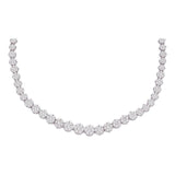 14kt White Gold Womens Round Diamond Flower Cluster Luxury Necklace 10.00 Cttw