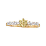 10kt Yellow Gold Womens Round Yellow Color Enhanced Diamond Flower Cluster Ring 1/3 Cttw