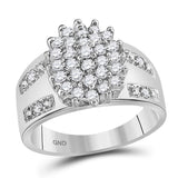 14kt White Gold Womens Round Diamond Oval Cluster Ring 1/2 Cttw
