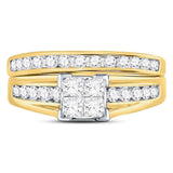 14kt Yellow Gold Princess Diamond Bridal Wedding Ring Band Set 1 Cttw - Size
