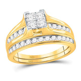 14kt Yellow Gold Princess Diamond Bridal Wedding Ring Band Set 1 Cttw - Size