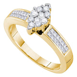 14kt Yellow Gold Womens Round Diamond Cluster Bridal Wedding Engagement Ring 1/2 Cttw