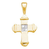 10kt Yellow Gold Womens Princess Diamond Cross Pendant 1/20 Cttw