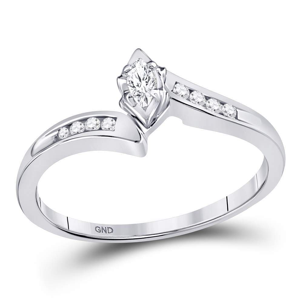10kt White Gold Womens Marquise Diamond Marquise Bridal Wedding Engagement Ring 1/6 Cttw