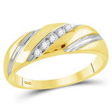 14kt Two-tone Gold Mens Round Diamond Wedding Band Ring 1/ Cttw