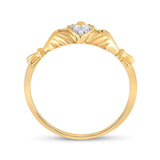 14kt Yellow Gold Womens Round Diamond Claddagh Heart Ring .02 Cttw