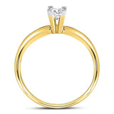 14kt Yellow Gold Womens Princess Diamond Solitaire Bridal Wedding Engagement Ring 1/3 Cttw