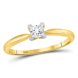 14kt Yellow Gold Womens Princess Diamond Solitaire Bridal Wedding Engagement Ring 1/3 Cttw