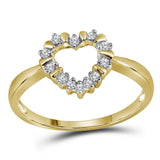 10kt Yellow Gold Womens Round Diamond Heart Outline Ring 1/8 Cttw