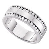 14kt White Gold Womens Round Channel-set Diamond Double Row Wedding Band 1/2 Cttw