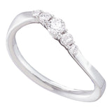 14kt White Gold Womens Round Diamond 5-stone Curved Anniversary Ring 1/5 Cttw