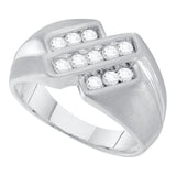 10kt White Gold Mens Round Channel-set Diamond Triple Row Band Ring 1/2 Cttw