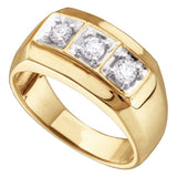 10kt Yellow Gold Mens Round Diamond 3-stone Fashion Band Ring 1/2 Cttw