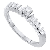 10kt White Gold Womens Round Diamond Solitaire Promise Bridal Ring 1/4 Cttw