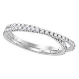 10kt White Gold Womens Round Diamond Double Row Crossover Band Ring 1/4 Cttw