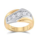 14kt Yellow Gold Mens Round Diamond 5-Stone Band Ring 1 Cttw