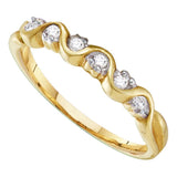 10kt Yellow Gold Womens Round Diamond Wave Band Ring 1/10 Cttw