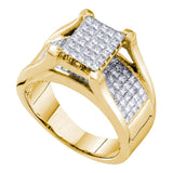14kt Yellow Gold Princess Diamond Cluster Bridal Wedding Engagement Ring 1-1/2 Cttw