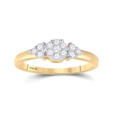 14kt Yellow Gold Womens Round Diamond Cluster Fashion Ring 1/4 Cttw