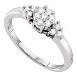 14kt White Gold Womens Round Diamond Cluster Ring 1/4 Cttw