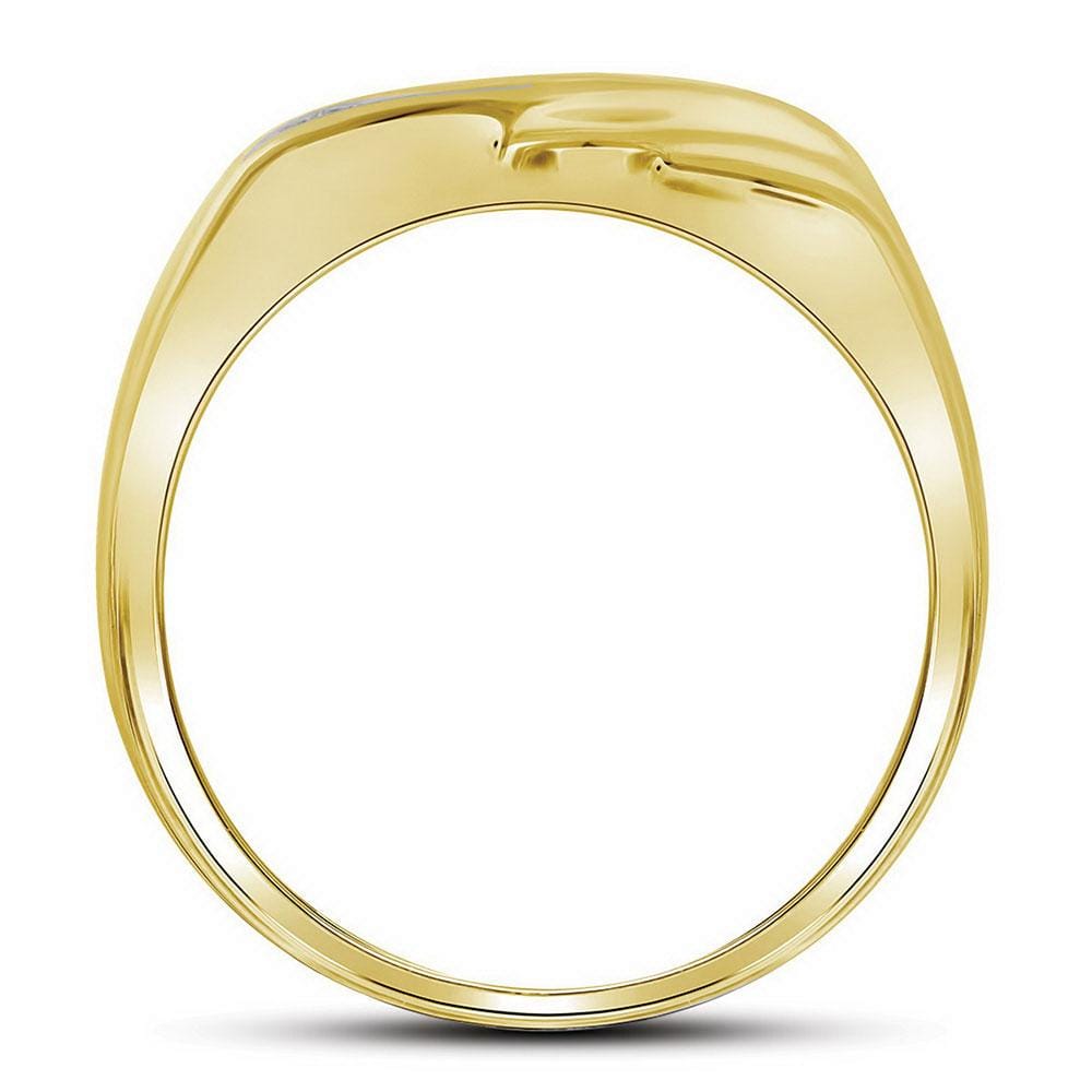 10kt Yellow Gold Mens Round Diamond Single Row Wedding Band Ring 1/8 Cttw