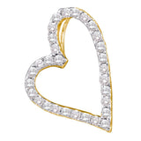 14kt Yellow Gold Womens Round Diamond Sideways Heart Frame Pendant 1/5 Cttw
