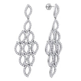 14kt White Gold Womens Round Diamond Luxury Dangle Screwback Earrings 4-3/4 Cttw