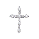 14kt White Gold Womens Round Diamond Simple Cross Religious Pendant 1/3 Cttw
