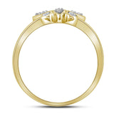 10kt Yellow Gold Womens Round Diamond Butterfly Bug Fashion Ring 1/10 Cttw