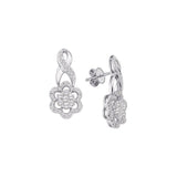 14kt White Gold Womens Round Diamond Flower Cluster Earrings 1 Cttw