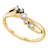 14kt Yellow Gold Womens Round Diamond 5-stone Crossover Band Ring 1/6 Cttw