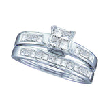 14kt White Gold Womens Princess Diamond Bridal Wedding Engagement Ring Band Set 1.00 Cttw - Size 5