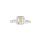 14kt White Gold Womens Princess Yellow Color Enhanced Diamond Square Cluster Ring 1/4 Cttw